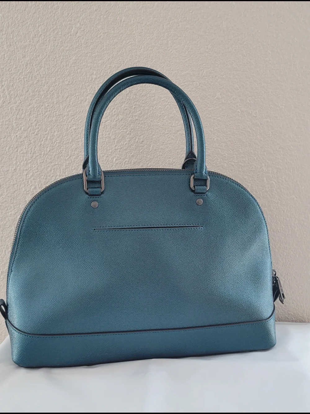 Brand New COACH Teal Dome Satchel - Shimmering Teal Leather
